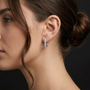 Heart Shape Moissanite Diamond Prong-Set 925 Sterling Silver Hoop Earrings