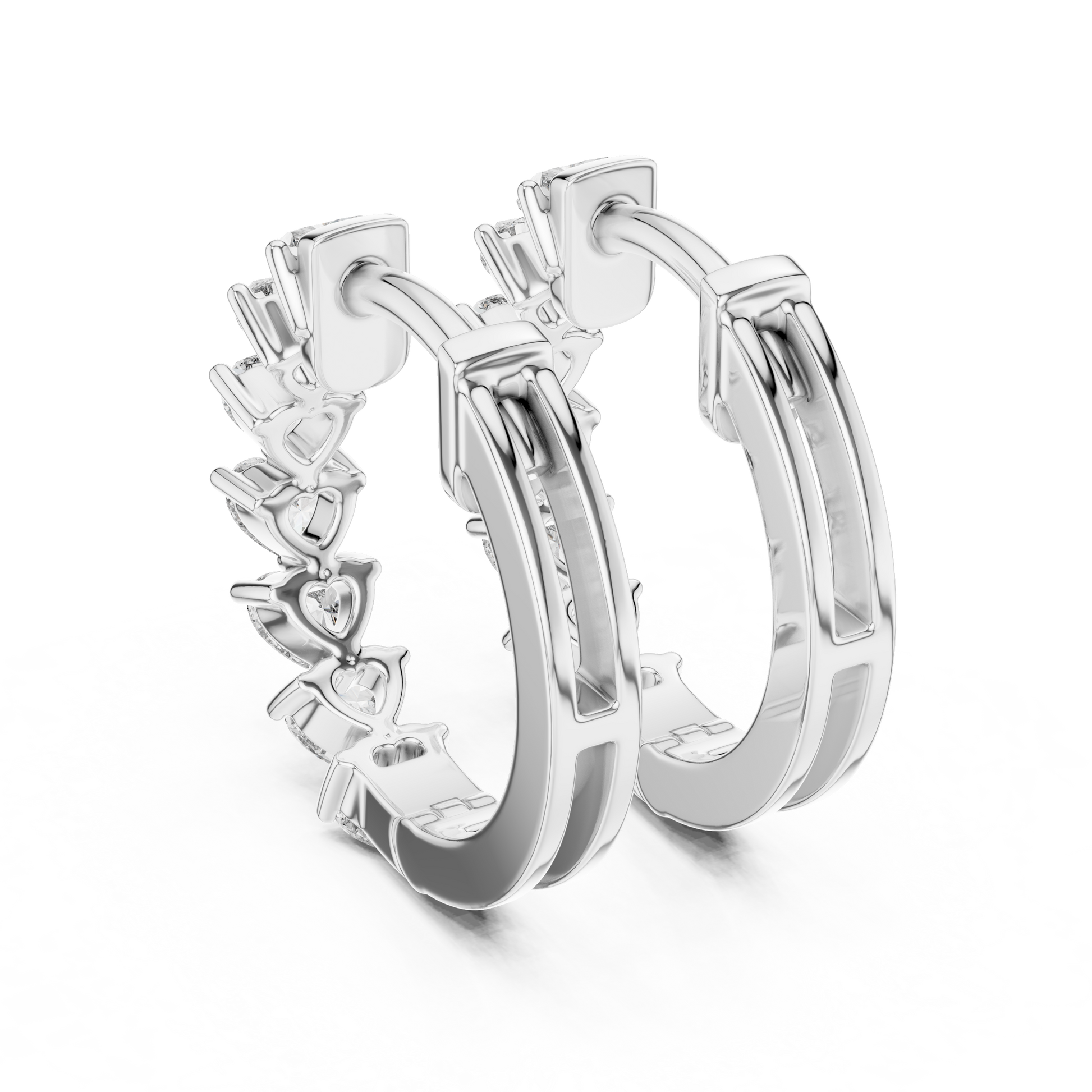 Heart Shape Moissanite Diamond Prong-Set 925 Sterling Silver Hoop Earrings