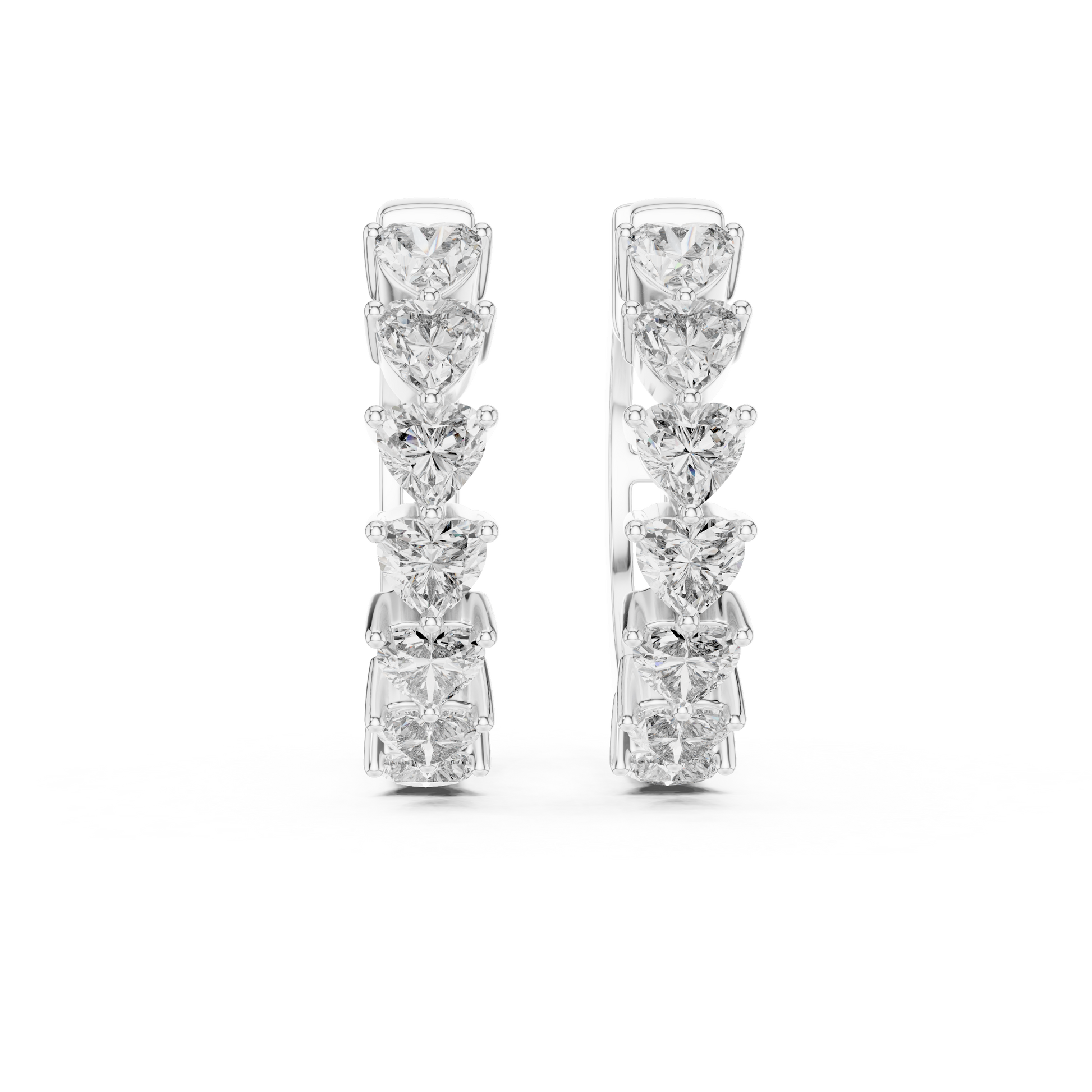 Heart Shape Moissanite Diamond Prong-Set 925 Sterling Silver Hoop Earrings