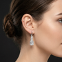 Emerald & Trapezoid Shape Moissanite Diamond Drop Or Dangle Setting 925 Sterling Silver Earrings