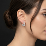 Marquise Shape Solitaire Moissanite Diamond V-Prong Setting 925 Sterling Silver Twist Hoops Earrings