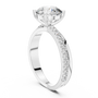 Sterling Silver Round Brilliant-cut Moissanite Solitaire Engagement Ring with Distinctive Twisted Band