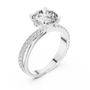 Sterling Silver Round Brilliant-cut Moissanite Solitaire Engagement Ring with Distinctive Twisted Band