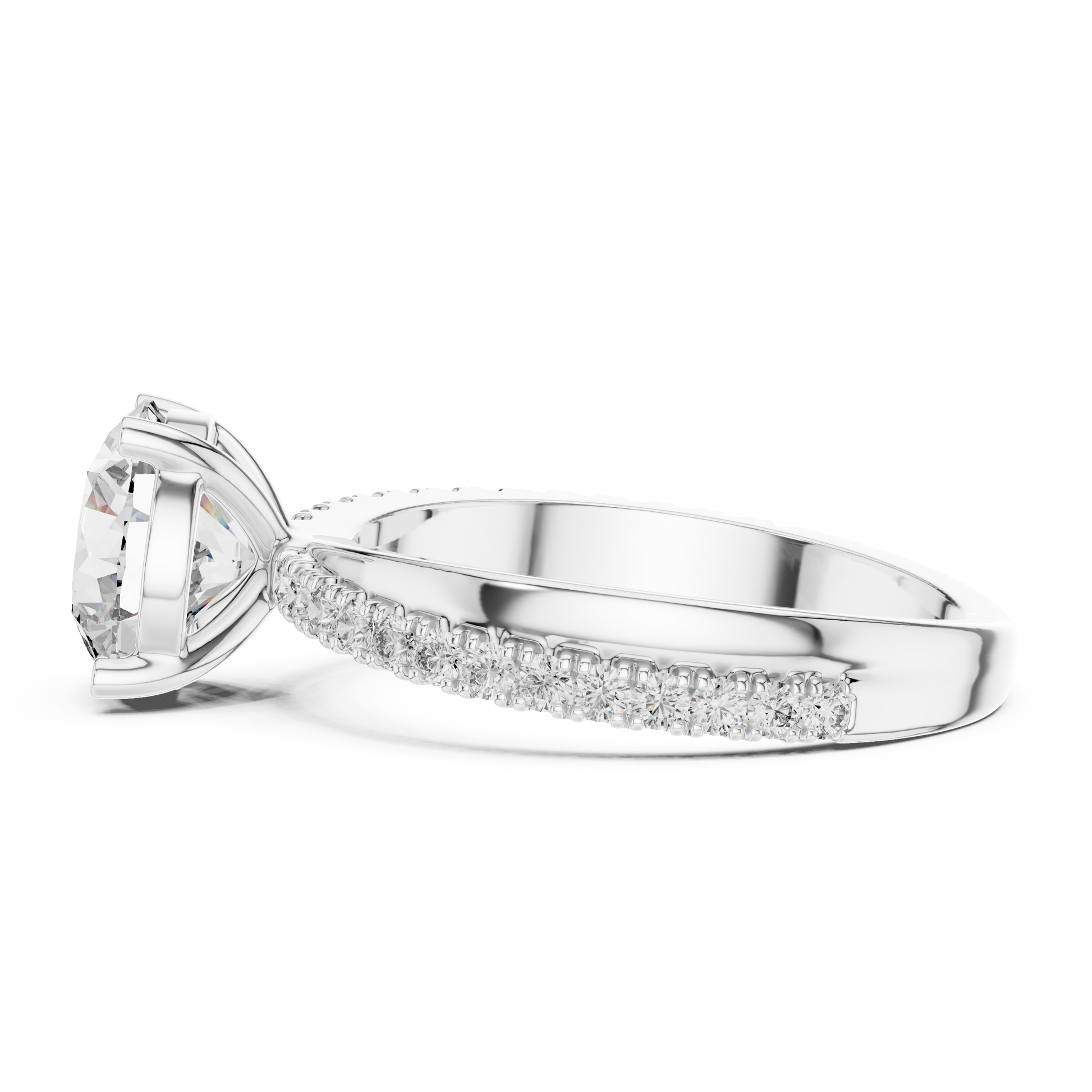 Sterling Silver Round Brilliant-cut Moissanite Solitaire Engagement Ring with Distinctive Twisted Band