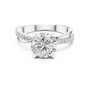 Sterling Silver Round Brilliant-cut Moissanite Solitaire Engagement Ring with Distinctive Twisted Band