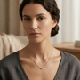 Baguette Solitaire Moissanite Sterling Silver Necklace Pendant