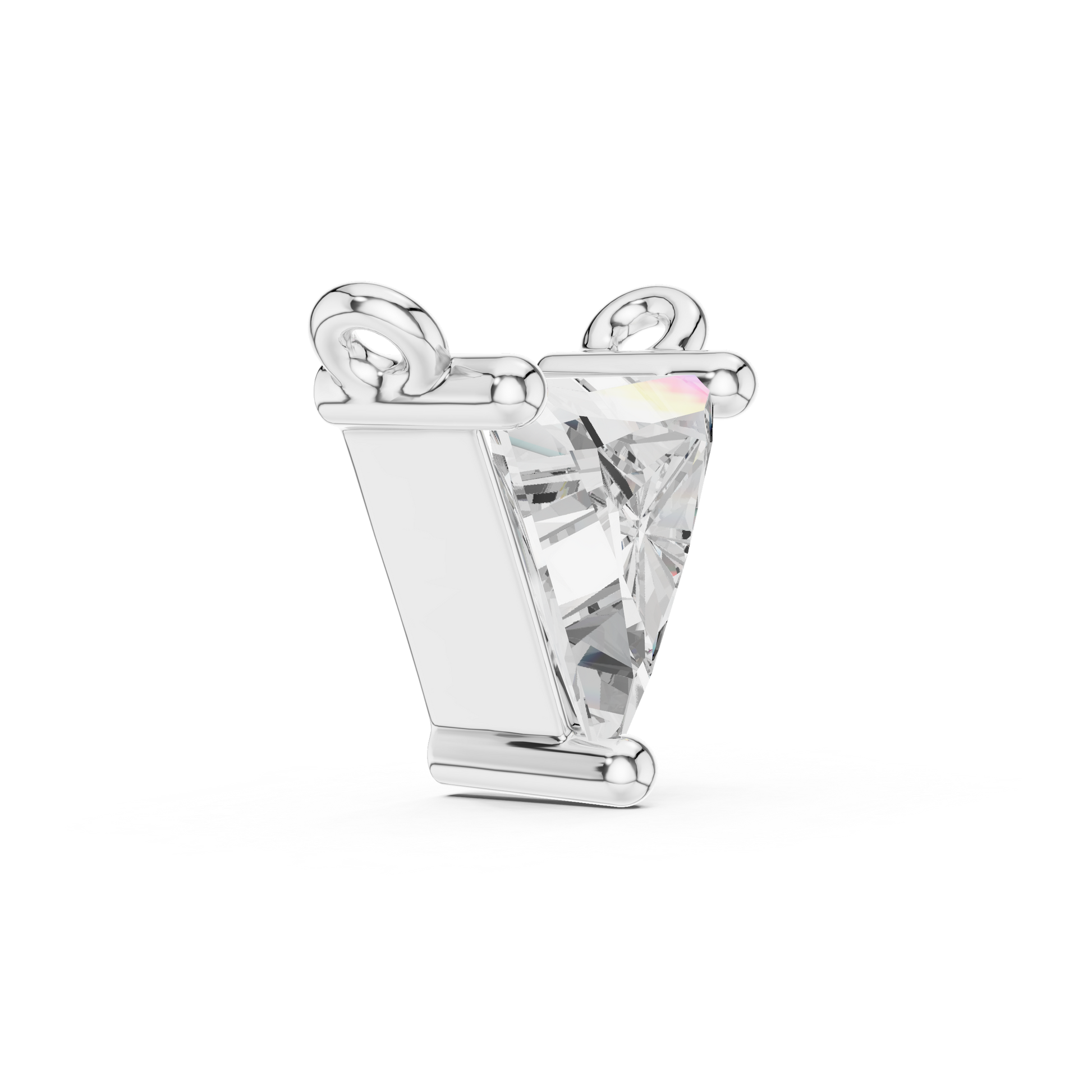 Triangular Solitaire Moissanite Sterling Silver Necklace Pendant