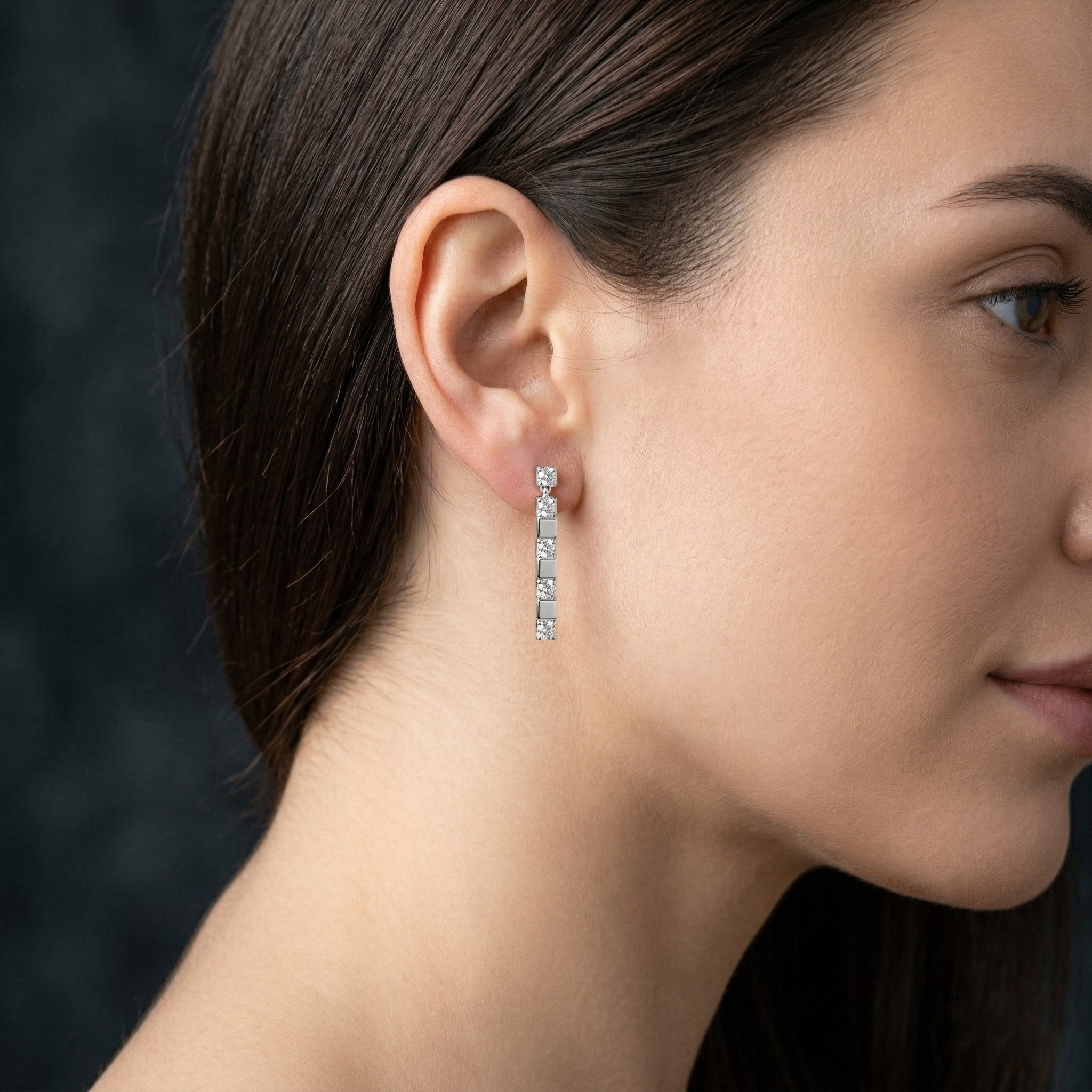 Round Shape Moissanite Diamond 925 Sterling Silver Dangle & Drop Earrings