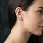 Round Shape Moissanite Diamond 925 Sterling Silver Dangle & Drop Earrings