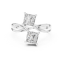 Toi et Moi (You and Me) Bypass Style Princess Cut Moissanite Sterling Silver Engagement Ring