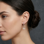 Round & Baguette Shape Moissanite Diamond Sterling Silver Luxe Diamond Hoop Earrings