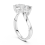 Princess Cut Moissanite Toi et Moi Modern Open-front Bypass Sterling Silver Engagement Ring