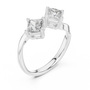 Princess Cut Moissanite Toi et Moi Modern Open-front Bypass Sterling Silver Engagement Ring