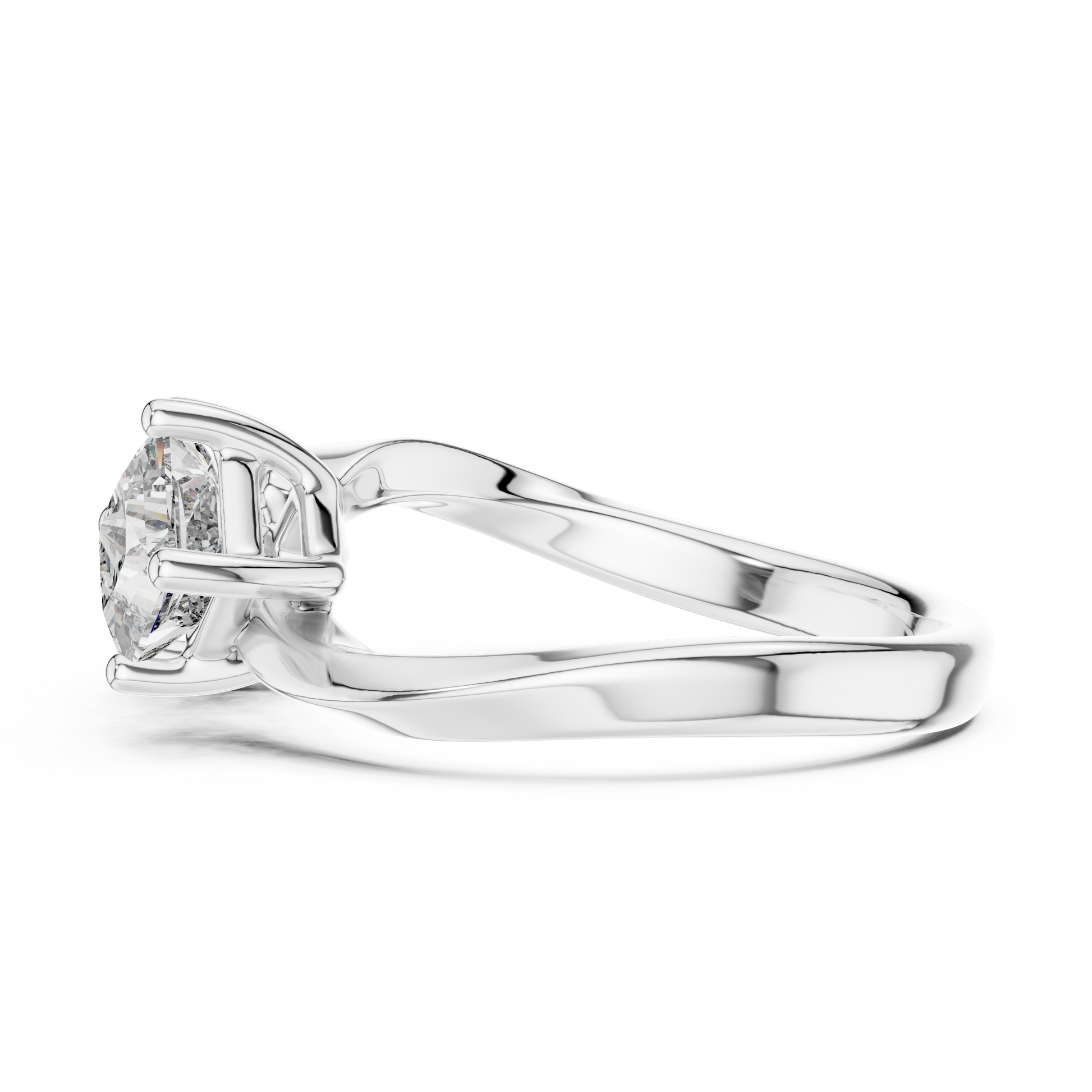 Princess Cut Moissanite Toi et Moi Modern Open-front Bypass Sterling Silver Engagement Ring