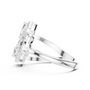 Twin Trilogy Three-stone Halo Moissanite Sterling Silver Cocktail Ring