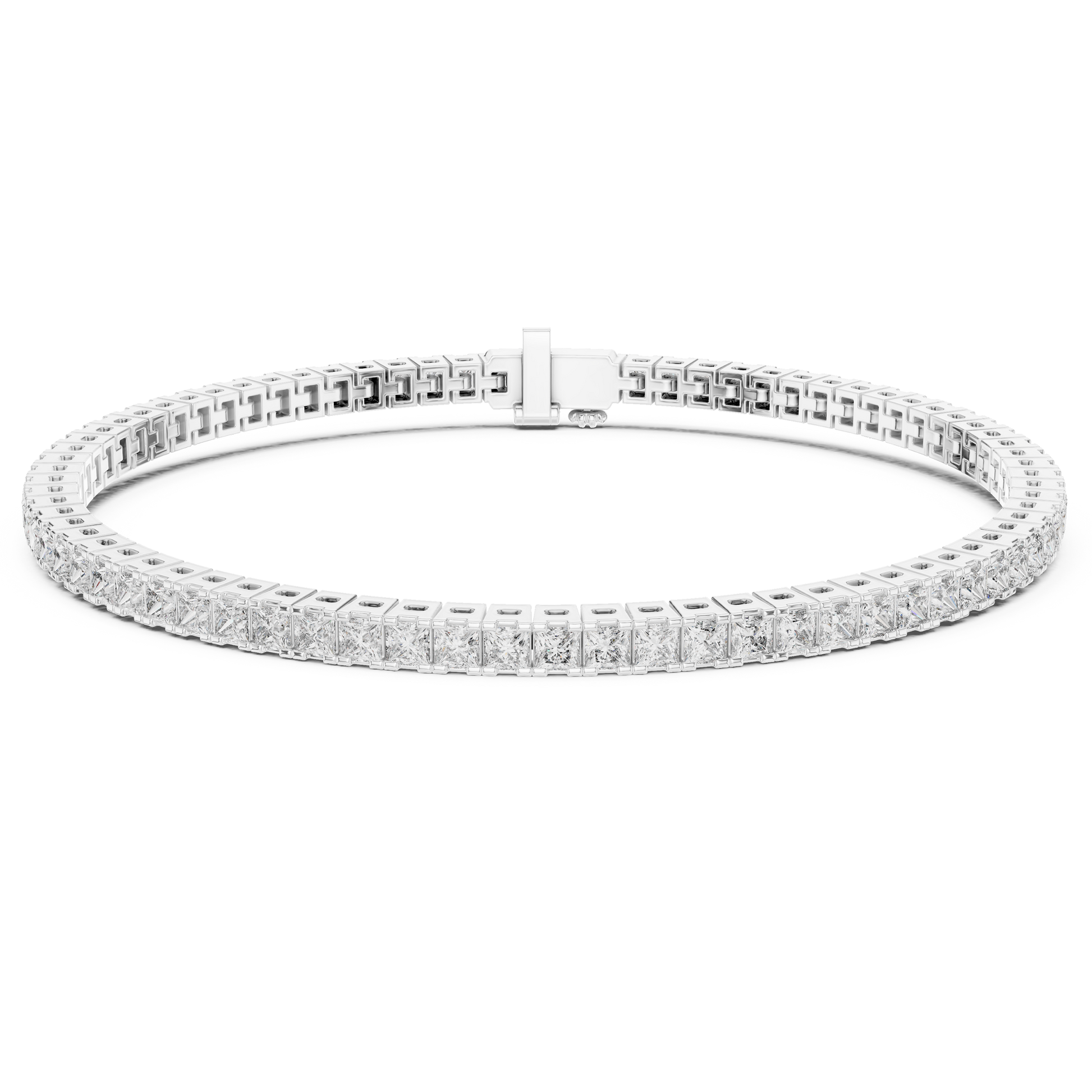 Princess Cut 925 Sterling Silver Prong Setting Tennis Moissanite Diamond Bracelet