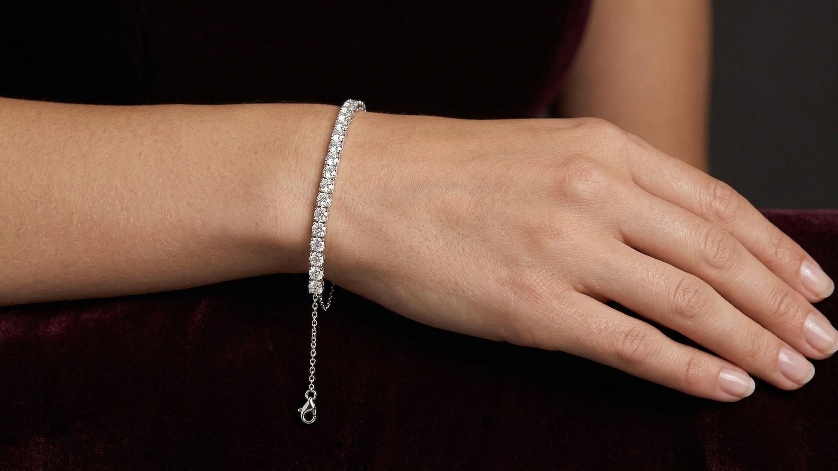 Round Cut 925 Sterling Silver Moissanite Diamond Half Way Tennis Bracelet