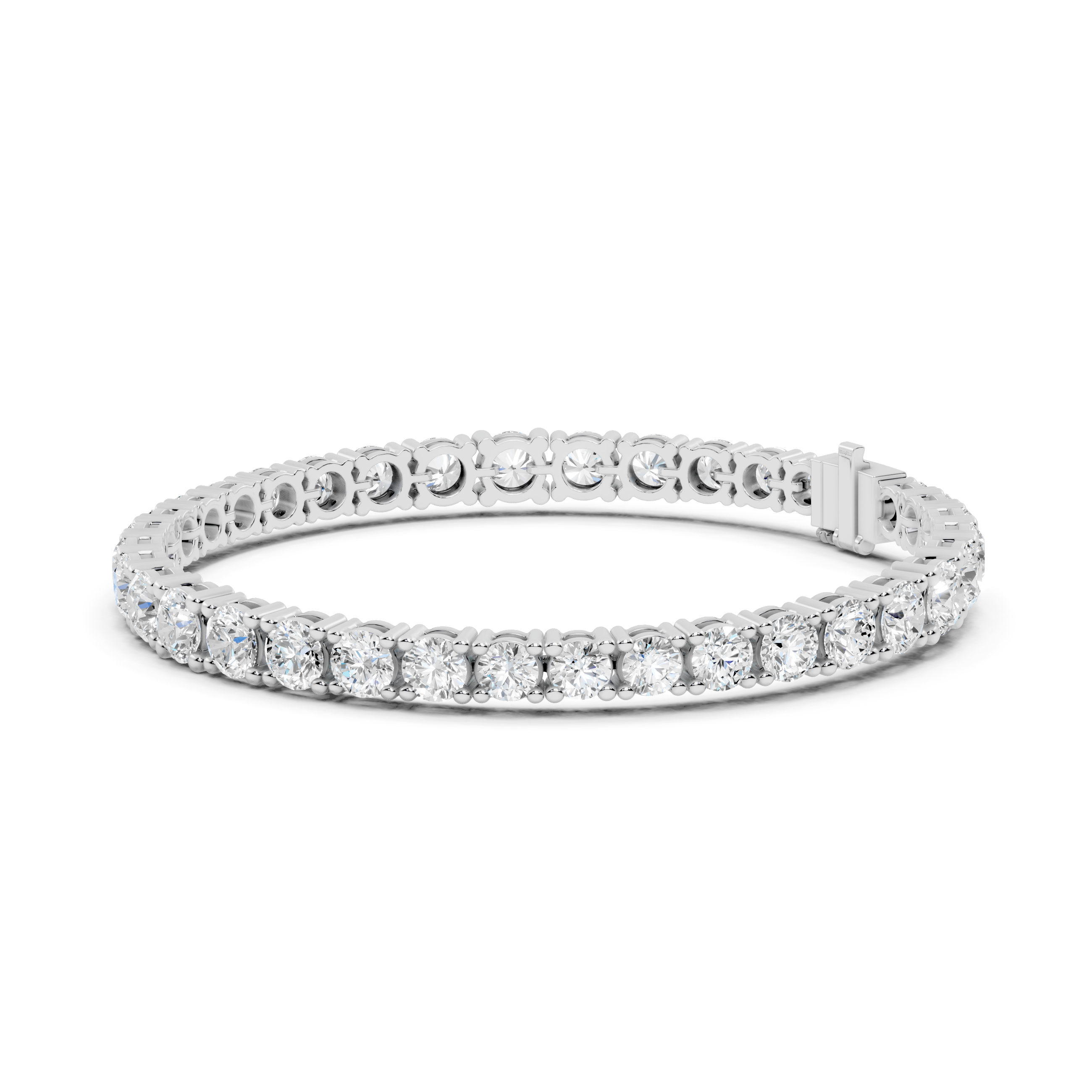 Round Collect Setting Moissanite Sterling Silver Bracelet
