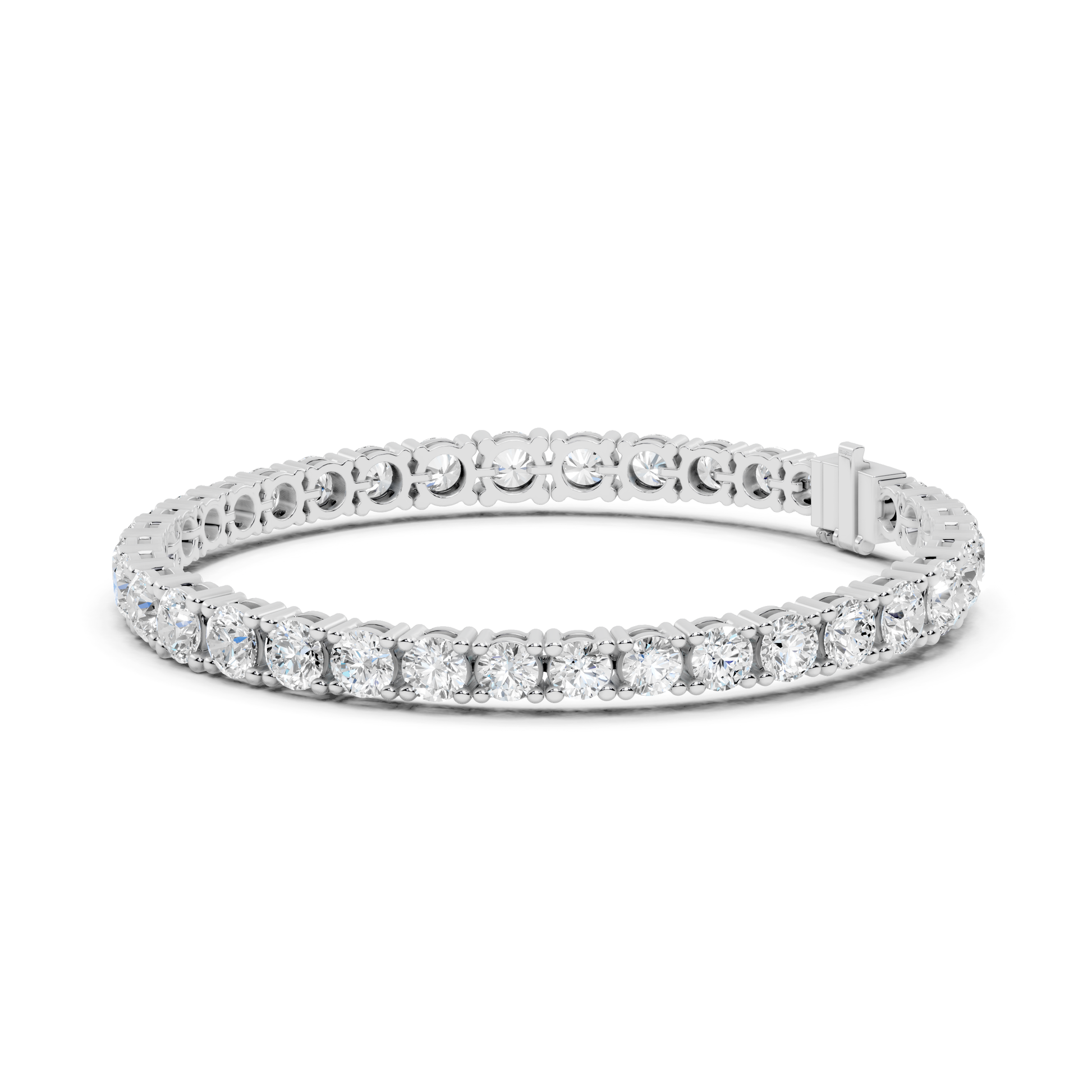Round Collect Setting Moissanite Sterling Silver Bracelet