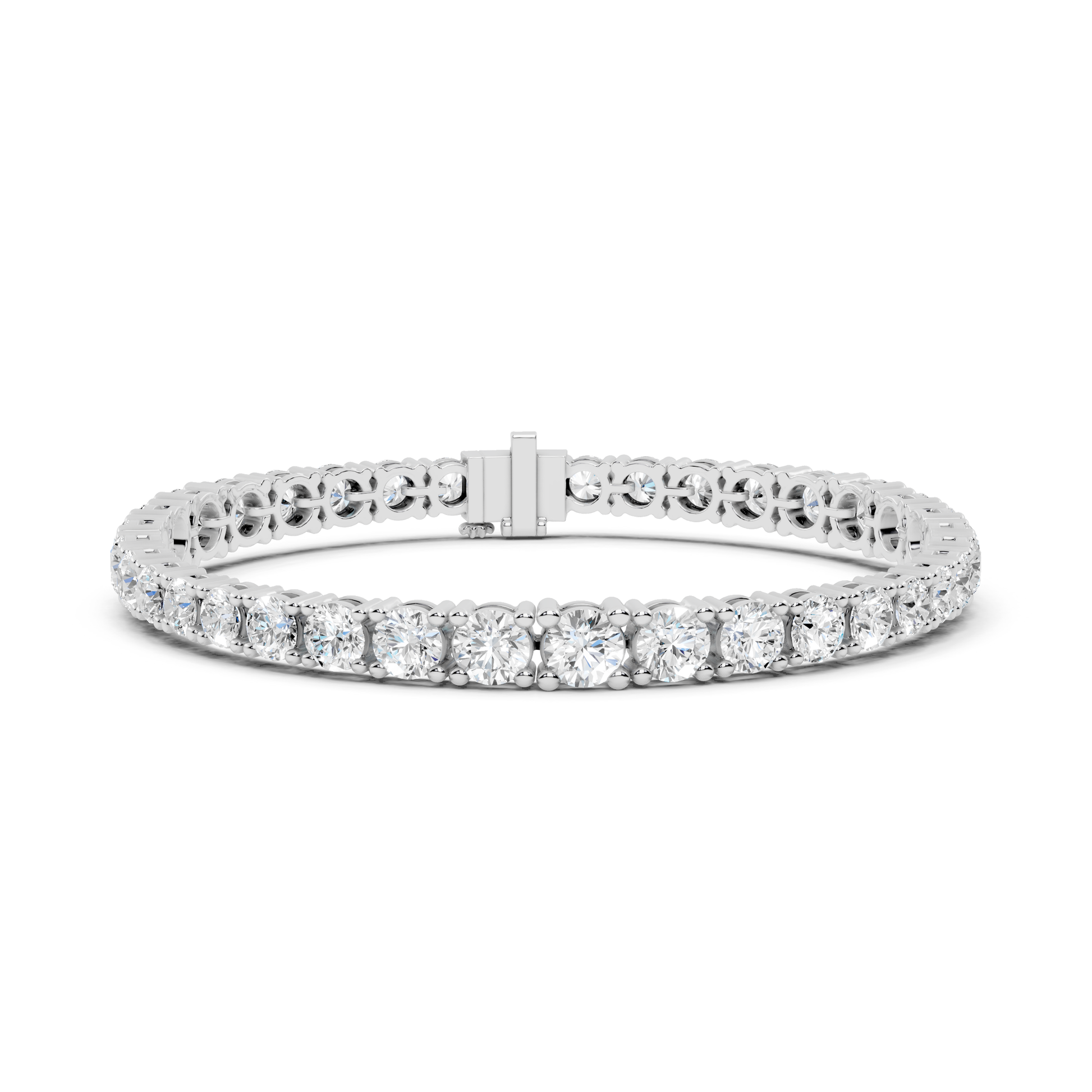 Round Collect Setting Moissanite Sterling Silver Bracelet