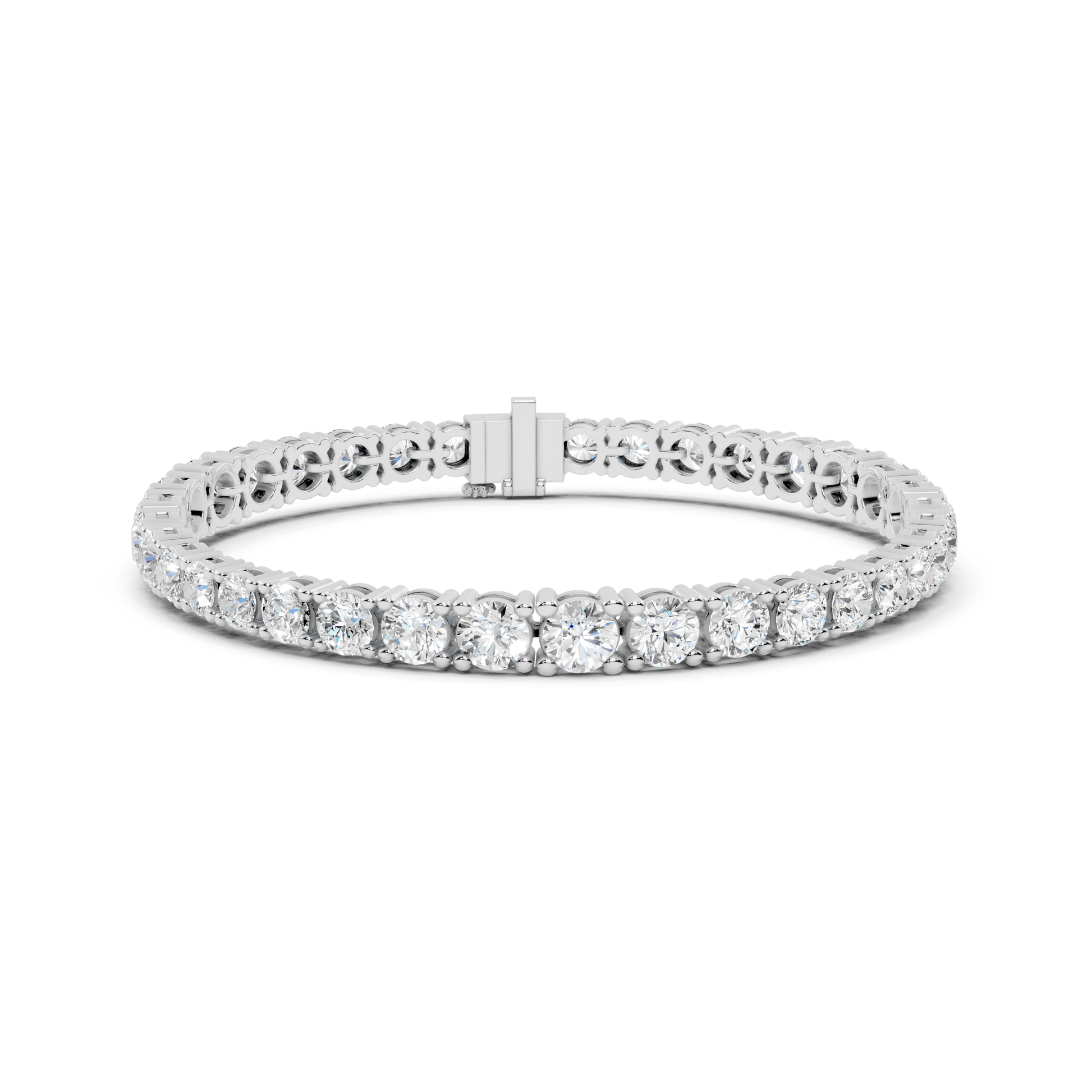Round Collect Setting Moissanite Sterling Silver Bracelet