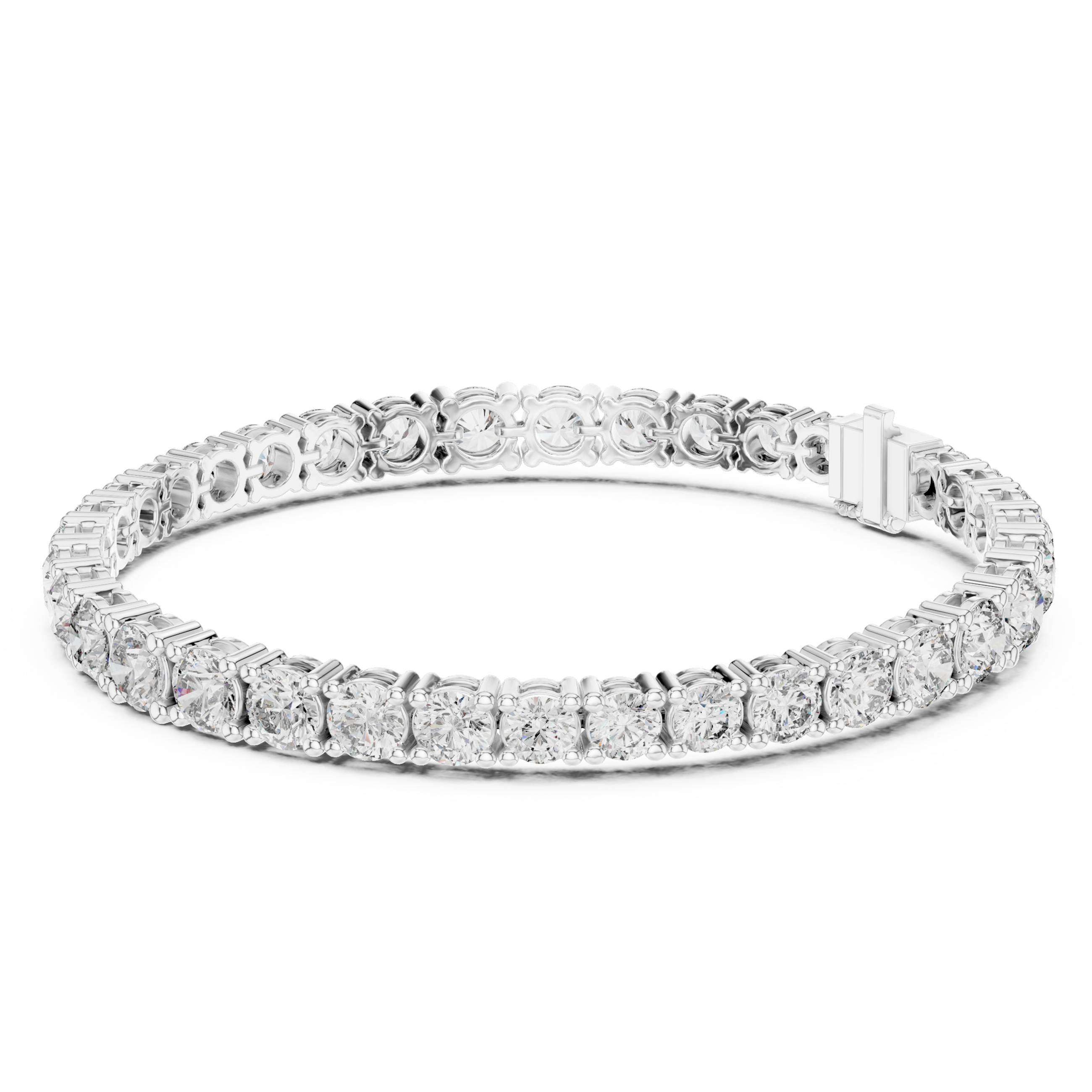 Round Shape Moissanite Diamond 925 Sterling Silver Classic Tennis Bracelet