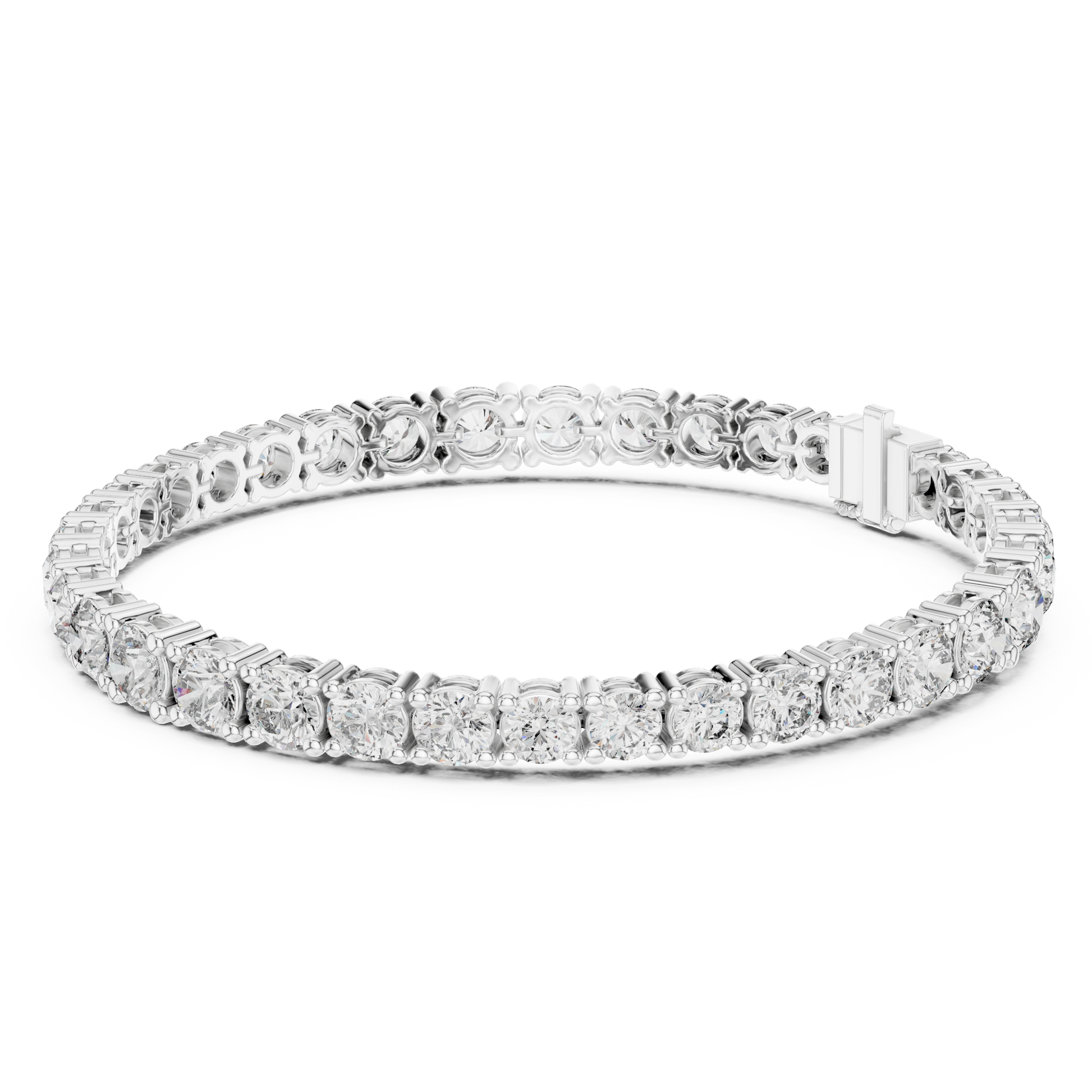 Round Shape Moissanite Diamond 925 Sterling Silver Classic Tennis Bracelet