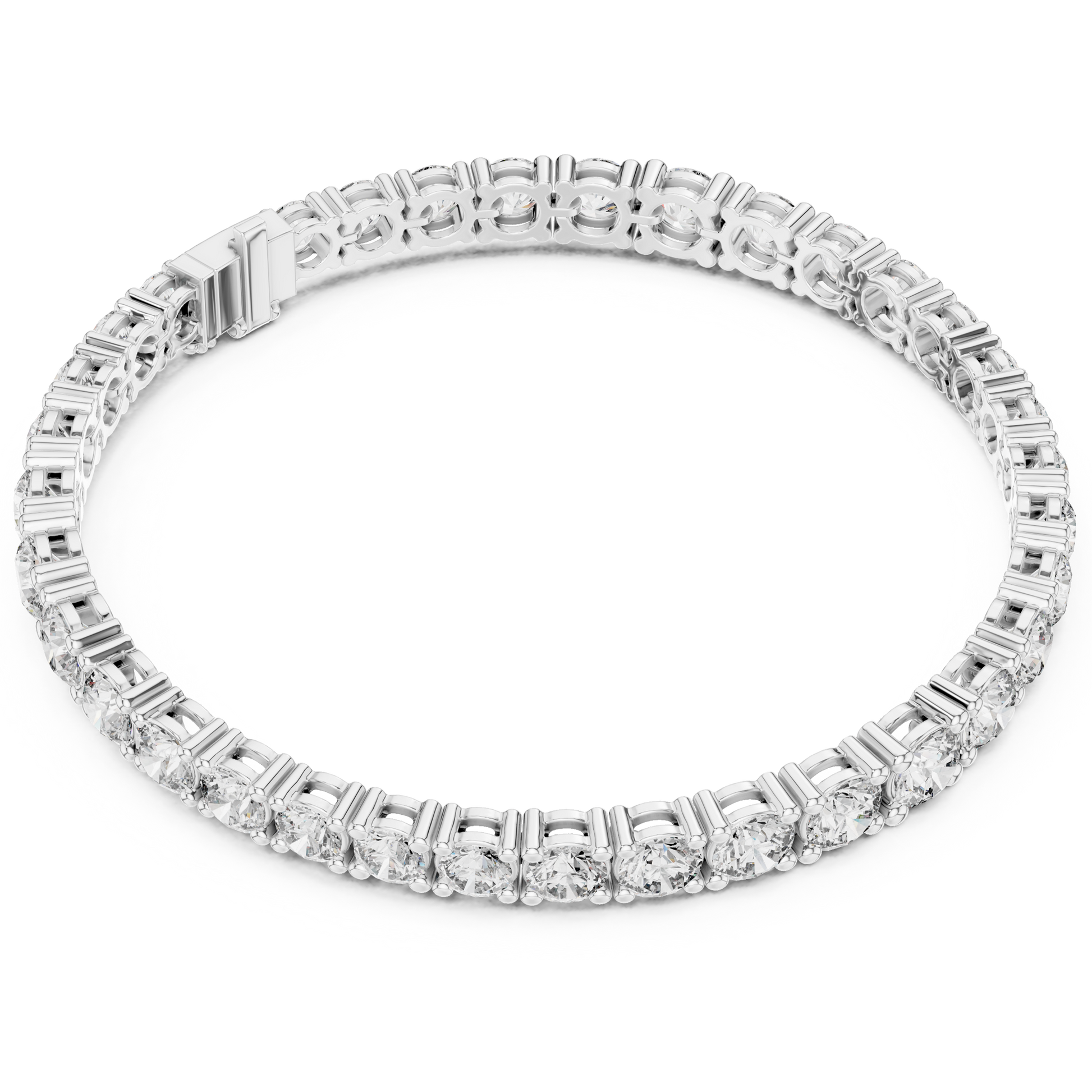 Round Shape Moissanite Diamond 925 Sterling Silver Classic Tennis Bracelet