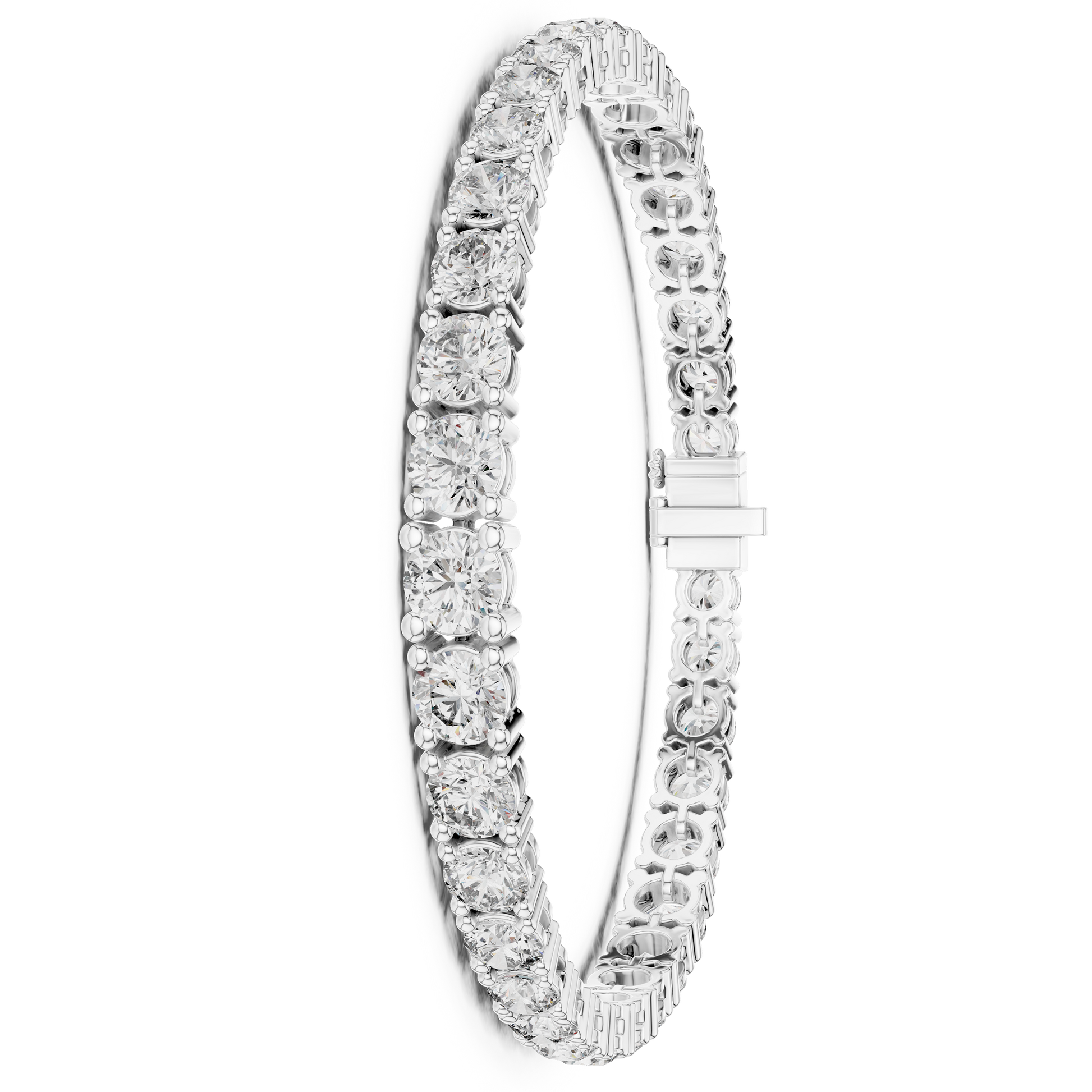 Round Shape Moissanite Diamond 925 Sterling Silver Classic Tennis Bracelet