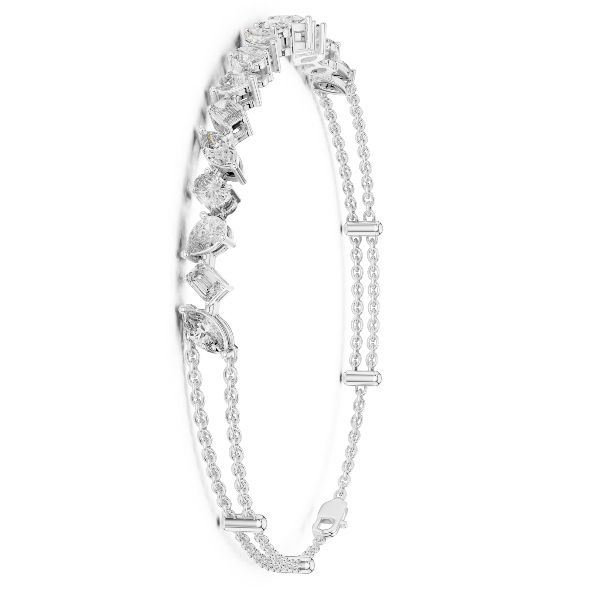 Mix Shape Moissanite Diamond 925 Sterling Silver Classic Bracelet