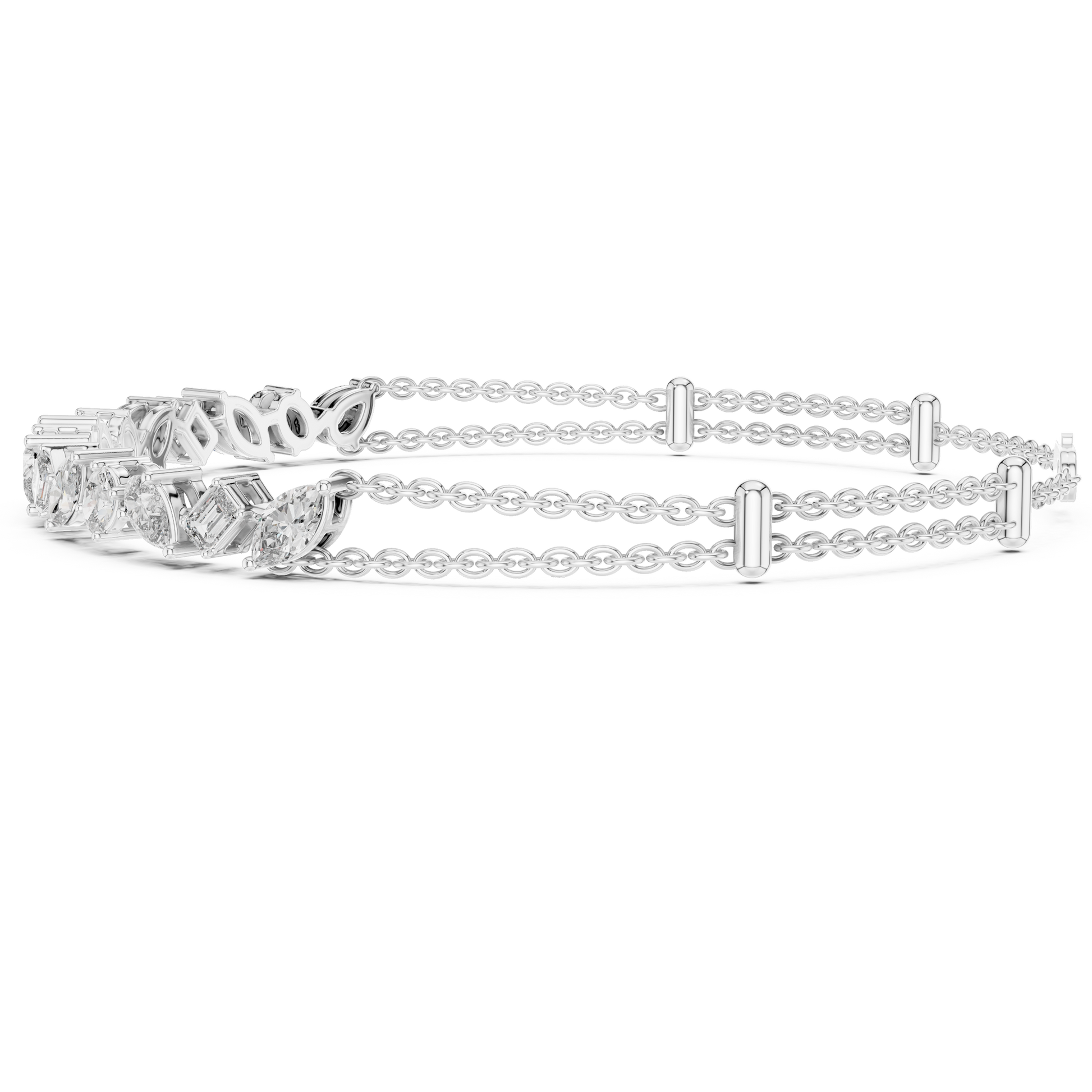 Mix Shape Moissanite Diamond 925 Sterling Silver Classic Bracelet
