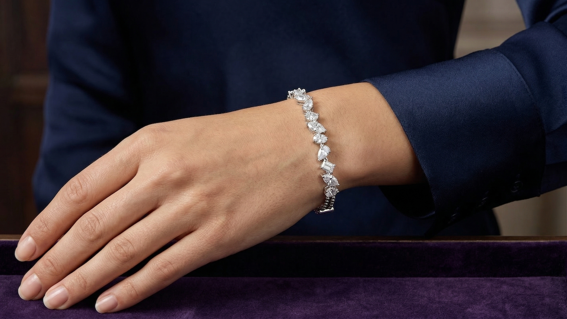 Mix Shape Moissanite Diamond 925 Sterling Silver Classic Bracelet