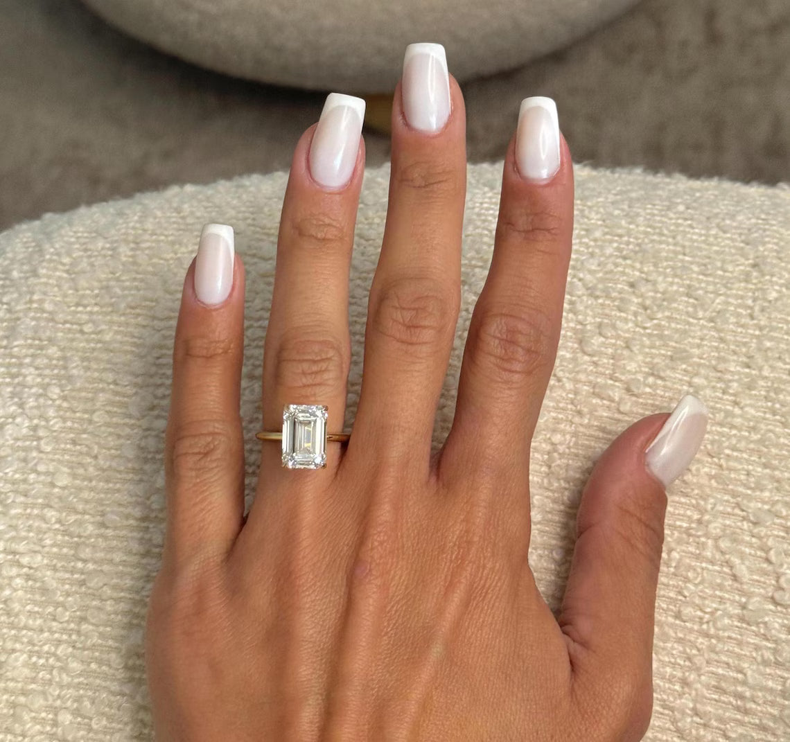 10K Solid Gold 5 Carat Emerald Cut Lab Grown Diamond Solitaire IGI Certified E VVS2 Engagement Ring