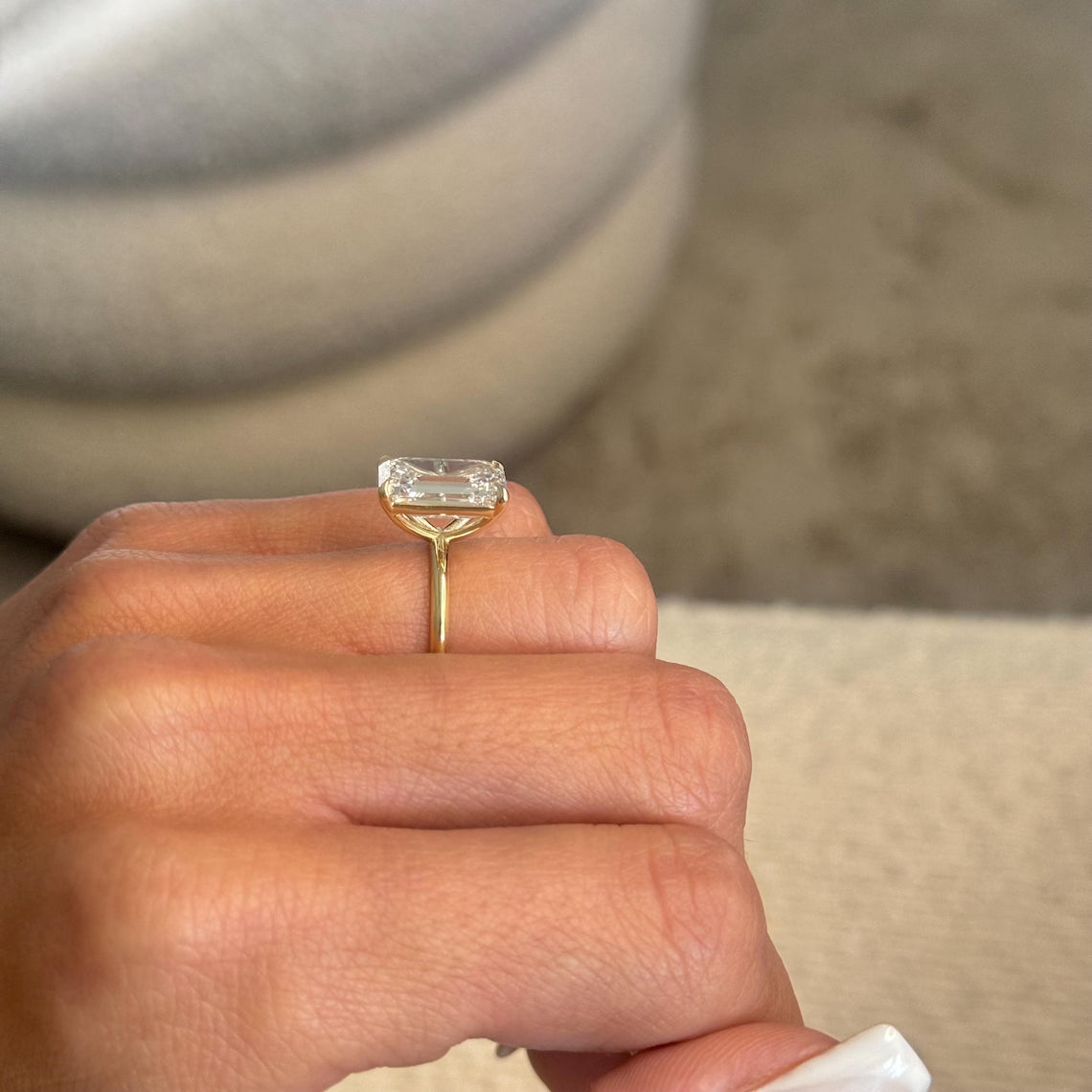 10K Solid Gold 5 Carat Emerald Cut Lab Grown Diamond Solitaire IGI Certified E VVS2 Engagement Ring