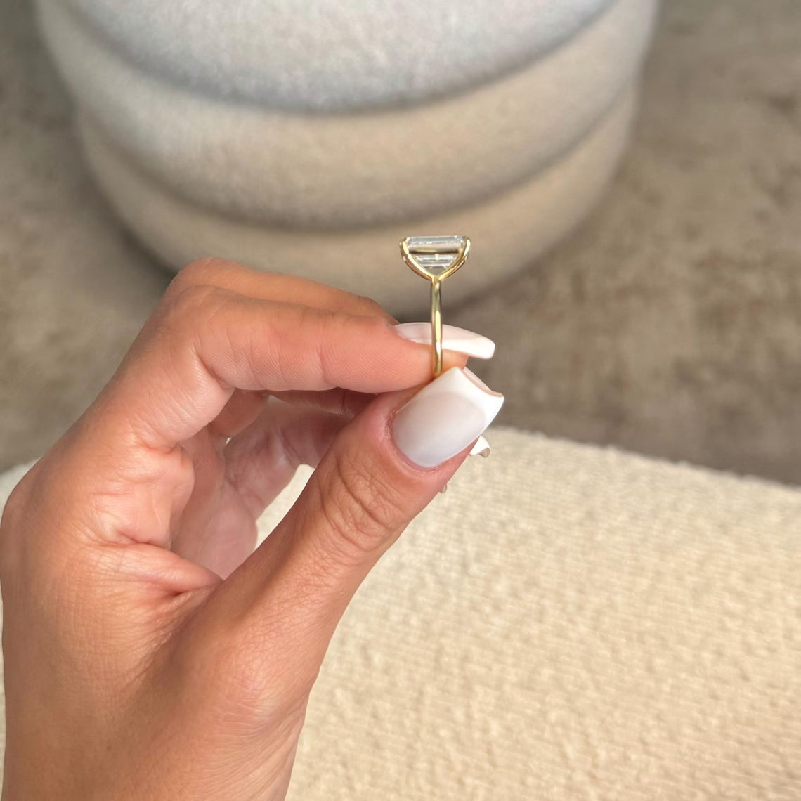 10K Solid Gold 5 Carat Emerald Cut Lab Grown Diamond Solitaire IGI Certified E VVS2 Engagement Ring