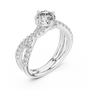 Round-cut Moissanite Sterling Silver Twisted Split-shank Solitaire Engagement Ring