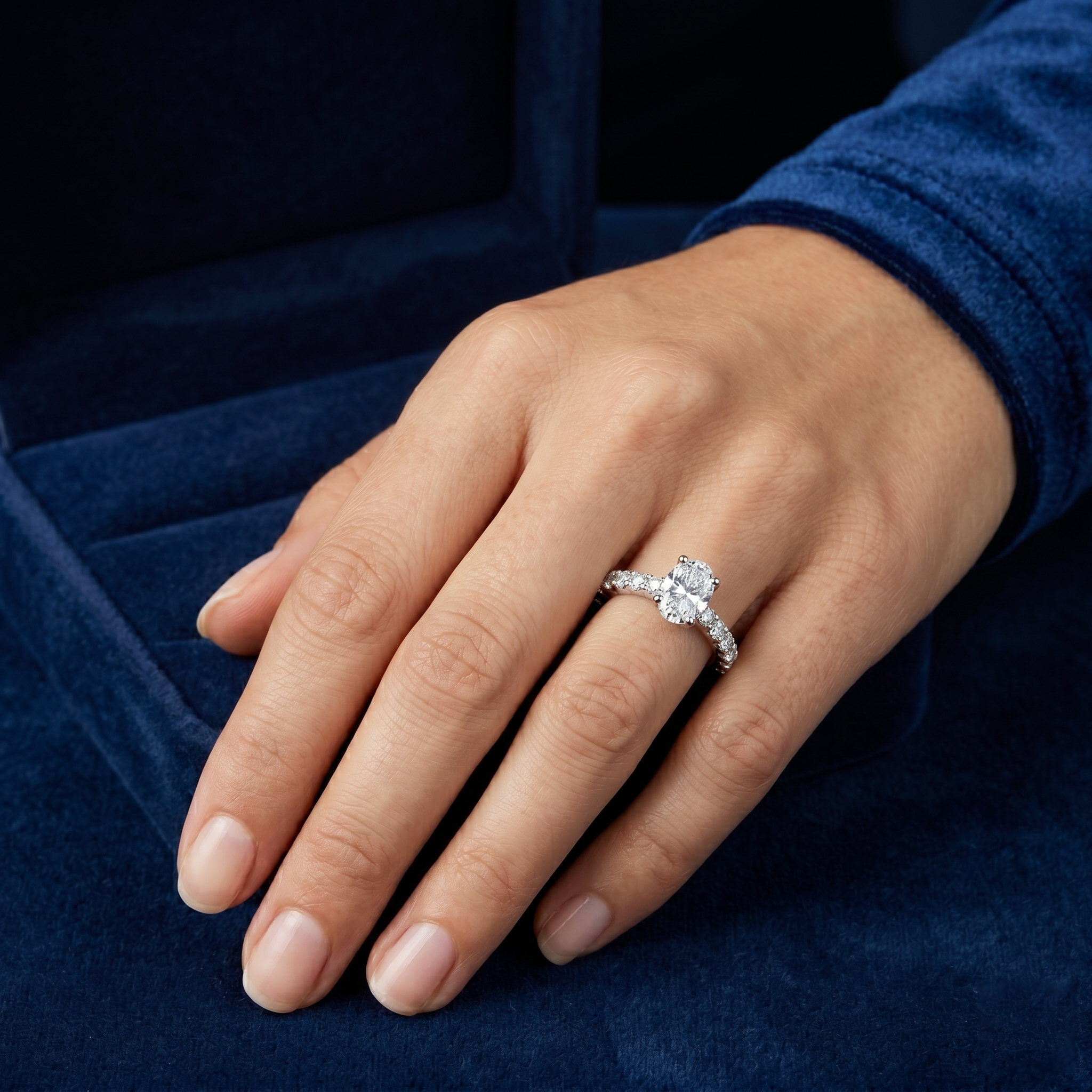 925 Sterling Silver Oval Cut Moissanite Diamond Solitaire Engagement Ring