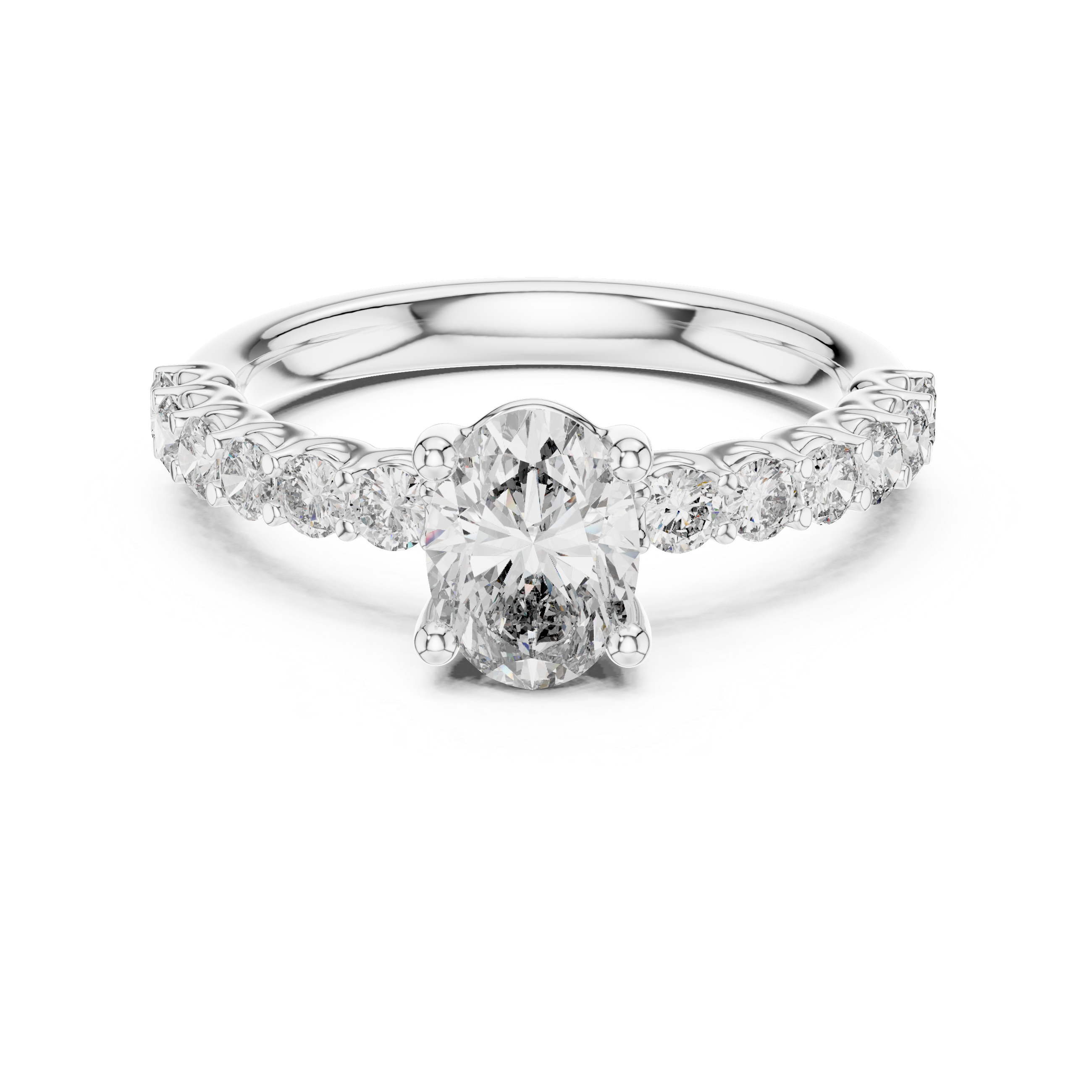 925 Sterling Silver Oval Cut Moissanite Diamond Solitaire Engagement Ring