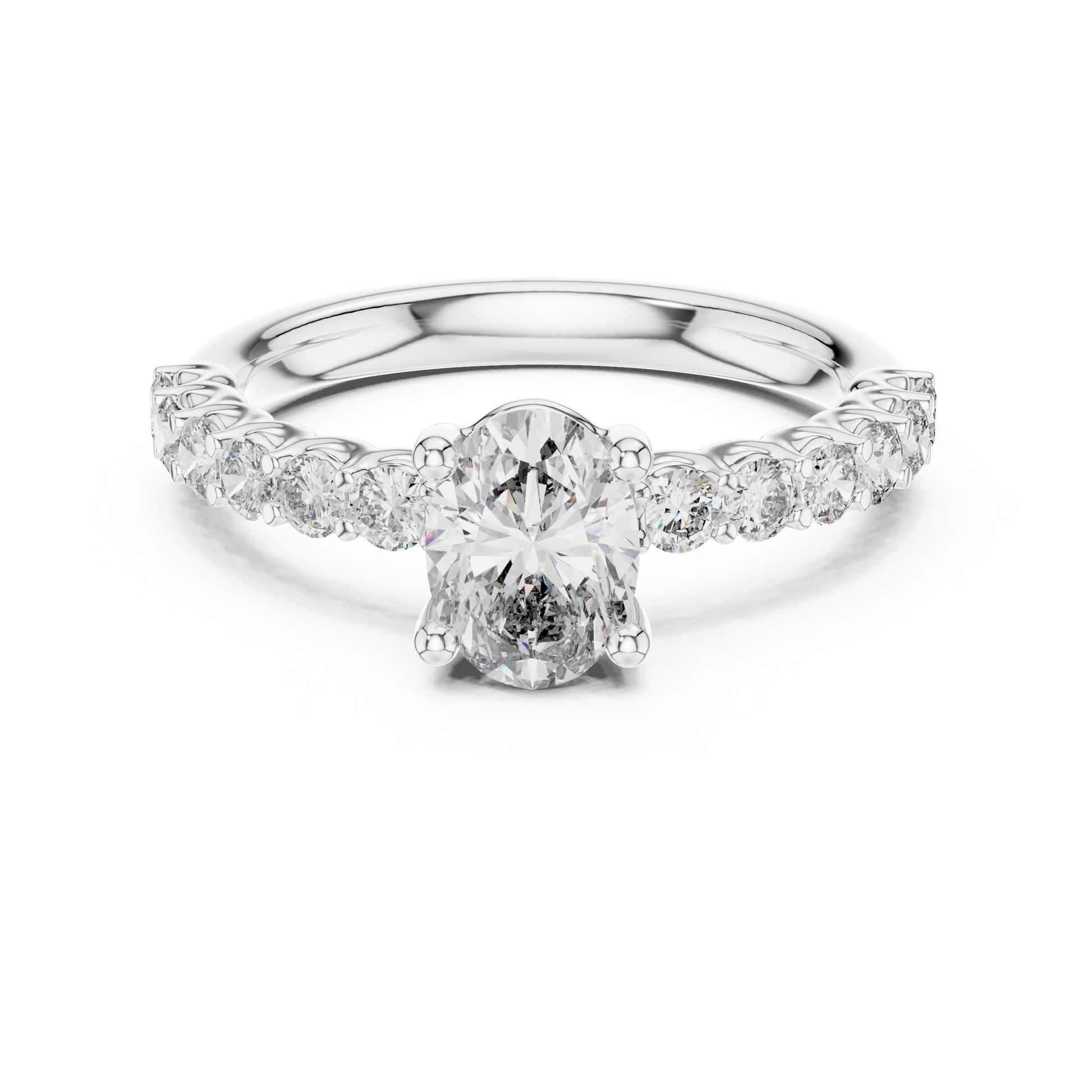 925 Sterling Silver Oval Cut Moissanite Diamond Solitaire Engagement Ring