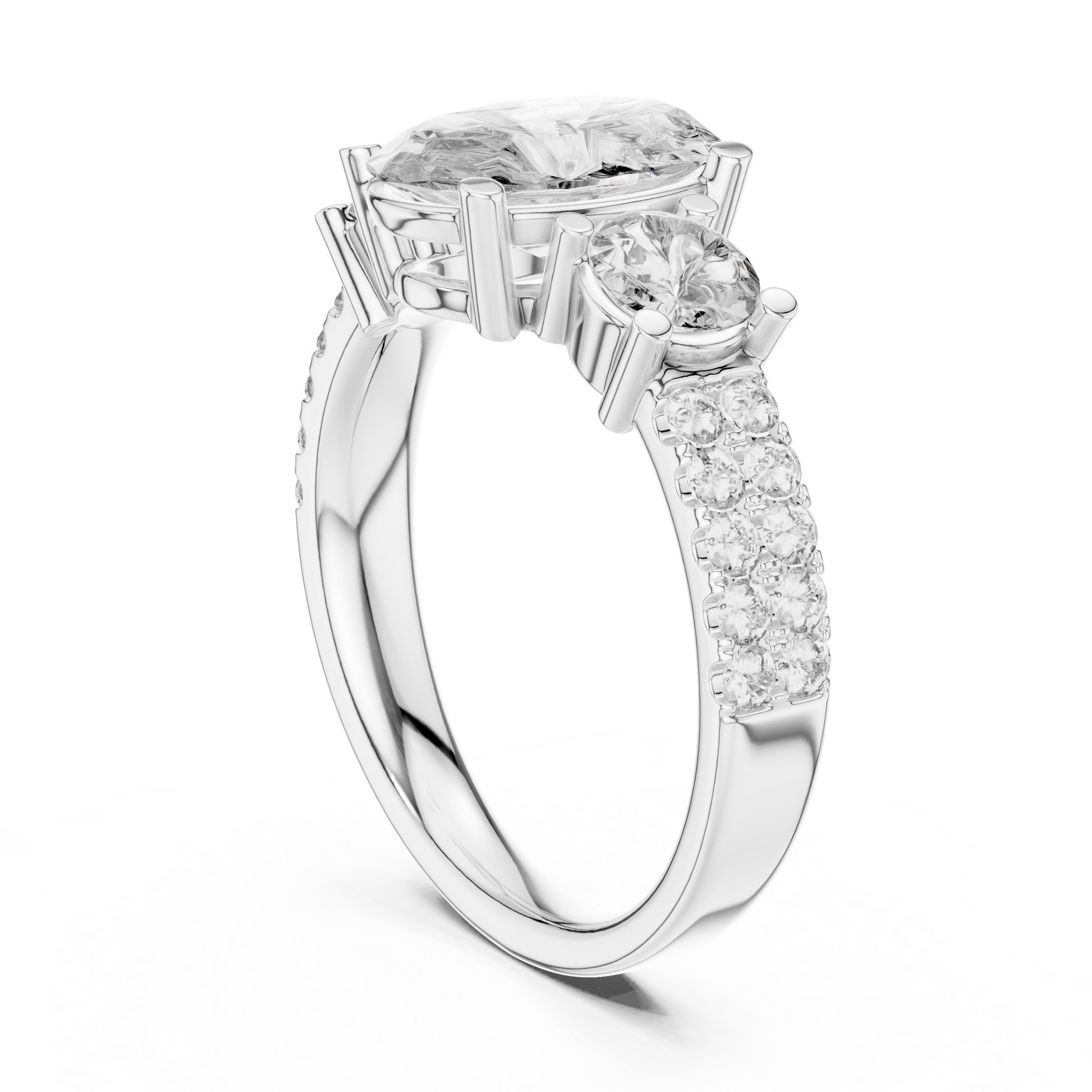 Luxurious Oval Cut Moissanite Three-stone Trilogy Sterling Silver Engagement Ring