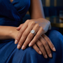 Radiant Cut Moissanite Split Shank Solitaire Engagement Ring in Sterling Silver