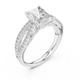 Radiant Cut Moissanite Split Shank Solitaire Engagement Ring in Sterling Silver
