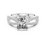 Radiant Cut Moissanite Split Shank Solitaire Engagement Ring in Sterling Silver