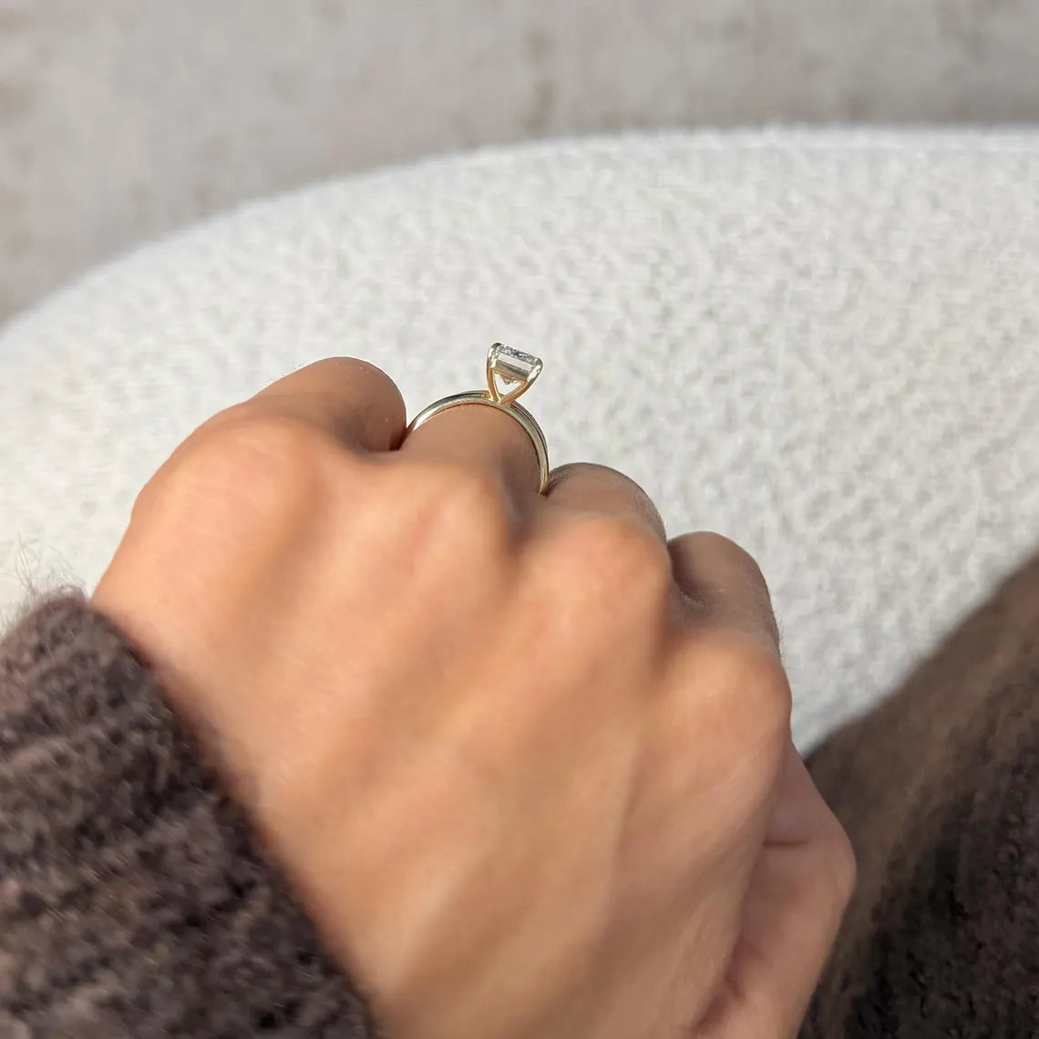 14k Yellow Gold 3 Carat Emerald Cut Lab Grown Diamond Solitaire Ring D-VVS2 IGI Certified Engagement Ring