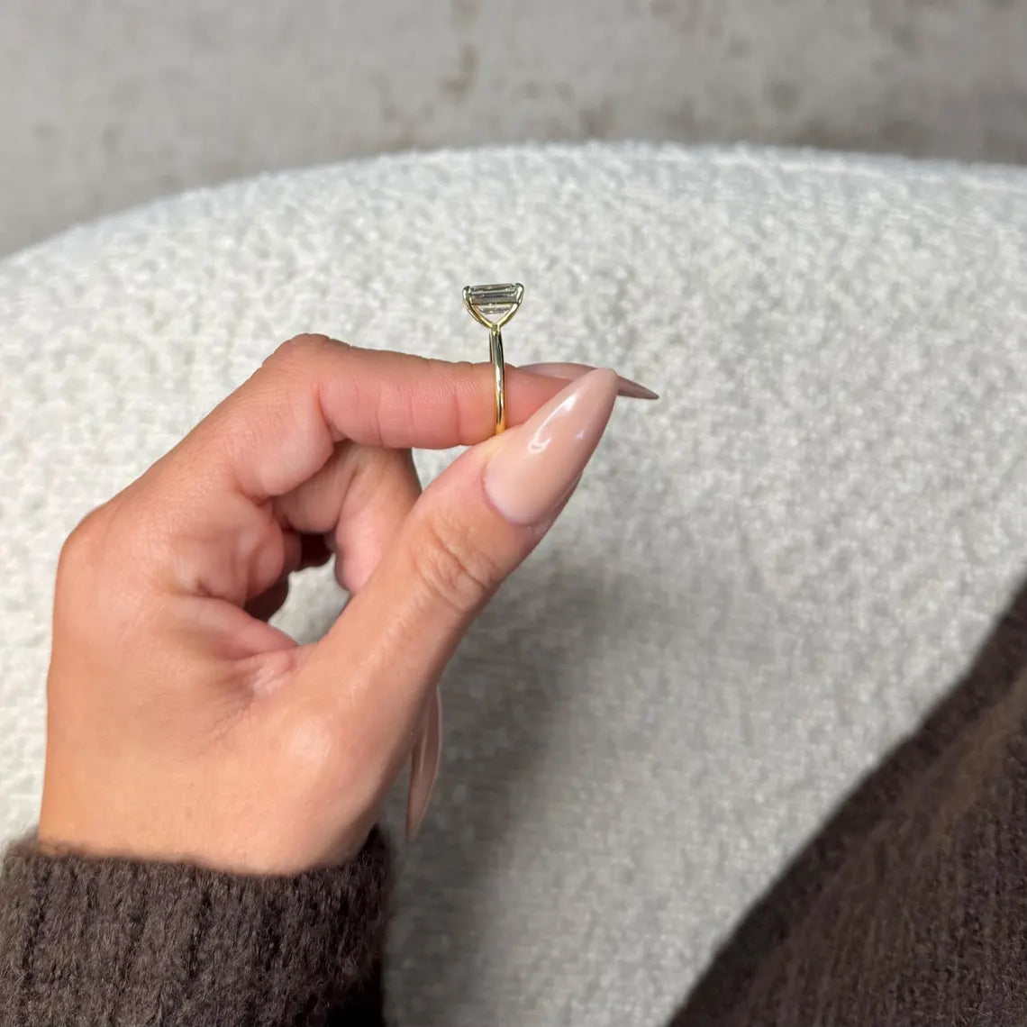 14k Yellow Gold 3 Carat Emerald Cut Lab Grown Diamond Solitaire Ring D-VVS2 IGI Certified Engagement Ring