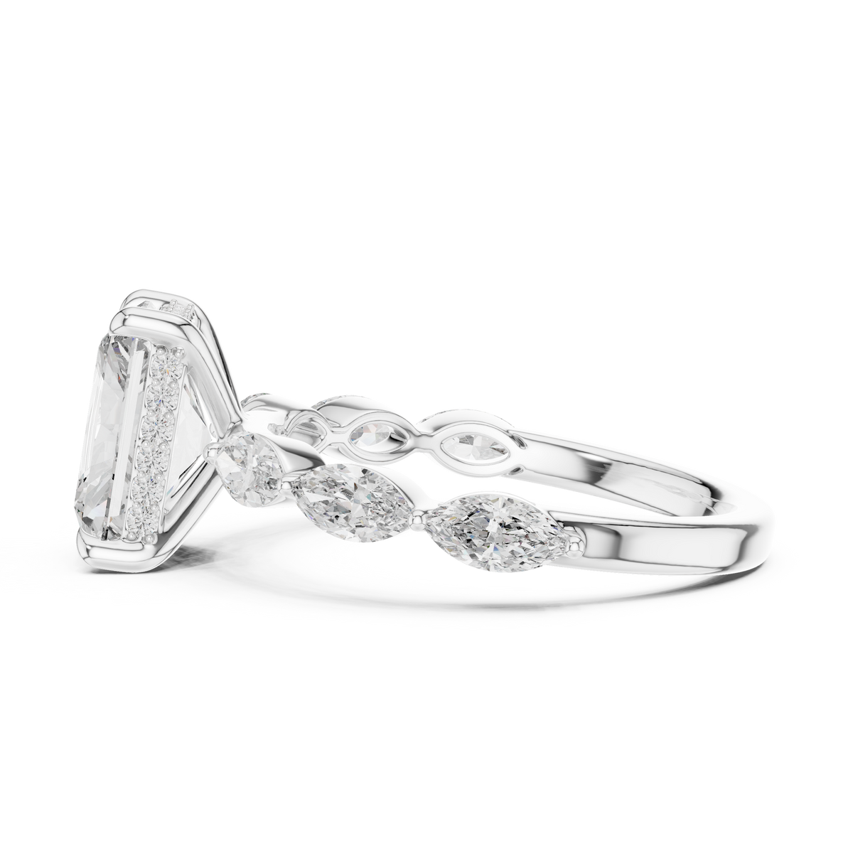 The Radiant Solitaire Engagement Ring Featuring Marquise Accent Band