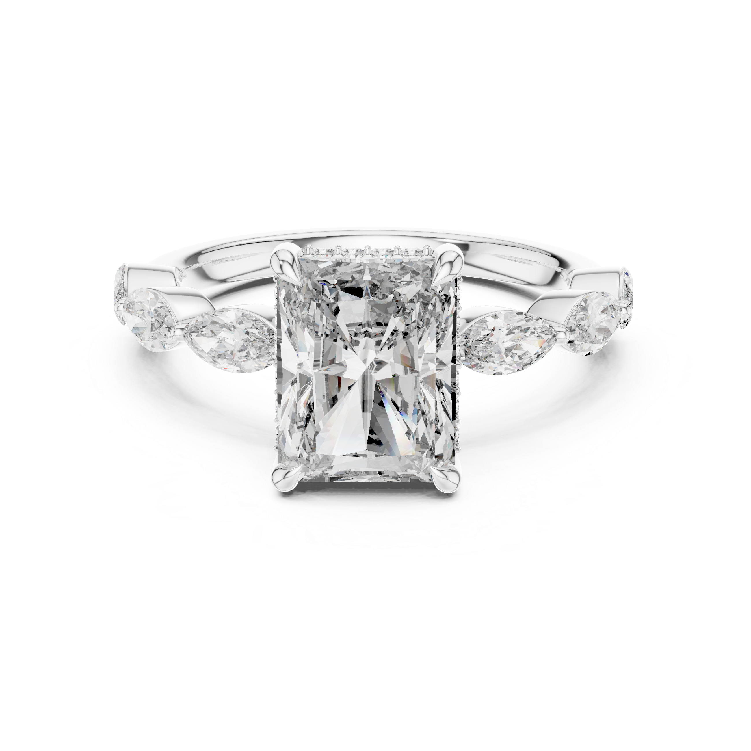 The Radiant Solitaire Engagement Ring Featuring Marquise Accent Band