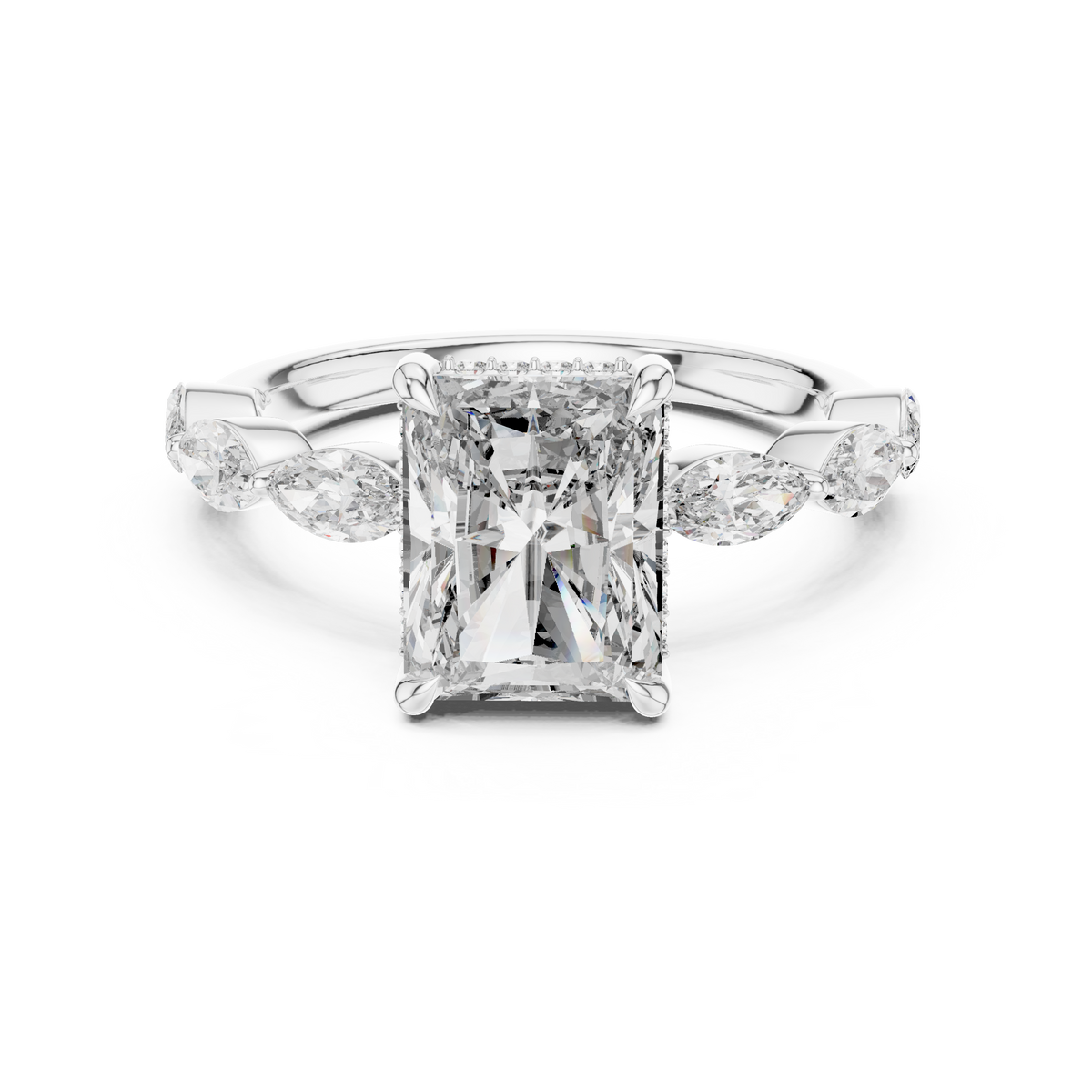 The Radiant Solitaire Engagement Ring Featuring Marquise Accent Band