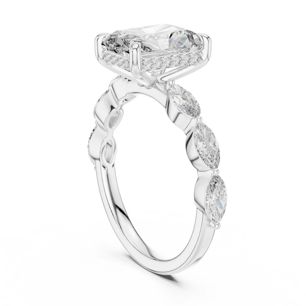 The Radiant Solitaire Engagement Ring Featuring Marquise Accent Band