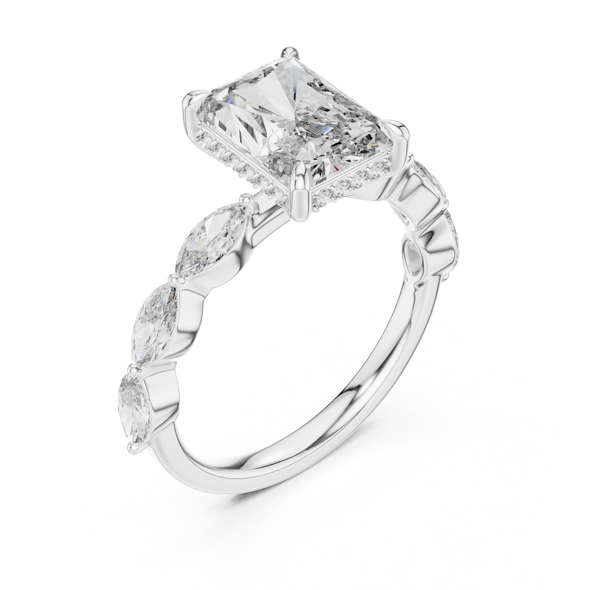 The Radiant Solitaire Engagement Ring Featuring Marquise Accent Band